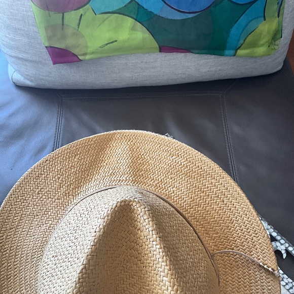 Hat Attack 100% Paper Straw Brimmed Hat Beach Wedding Honeymoon Adjustable Tan - Picture 5 of 9